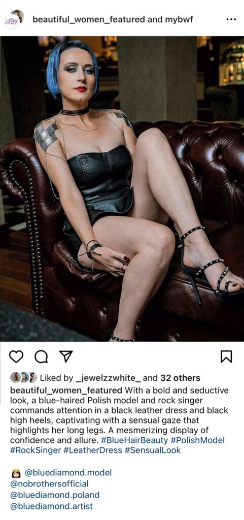 Polish singer Blue Diamond showing some hot legs